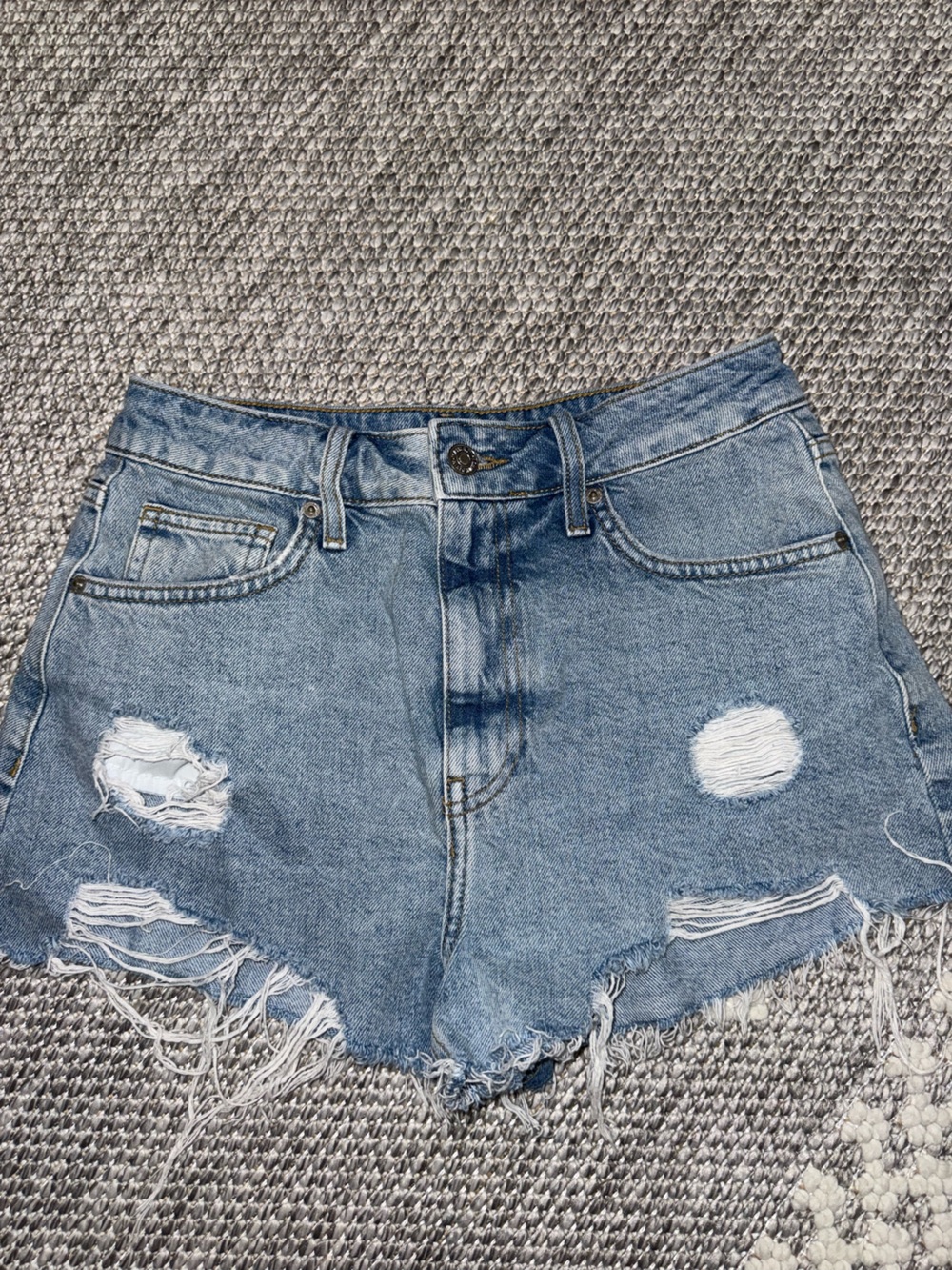 Forever 21 Light Blue Distressed Denim Shorts
